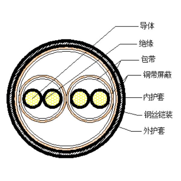 銅芯聚乙烯絕緣銅帶繞包分總屏蔽 鋼絲鎧裝聚氯乙烯護(hù)套計(jì)算機(jī)電纜-DJYP2VP2