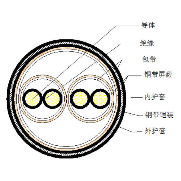 銅芯聚乙烯絕緣銅帶繞包分總屏蔽 鋼帶鎧裝聚氯乙烯護(hù)套計(jì)算機(jī)電纜-DJYP2VP2